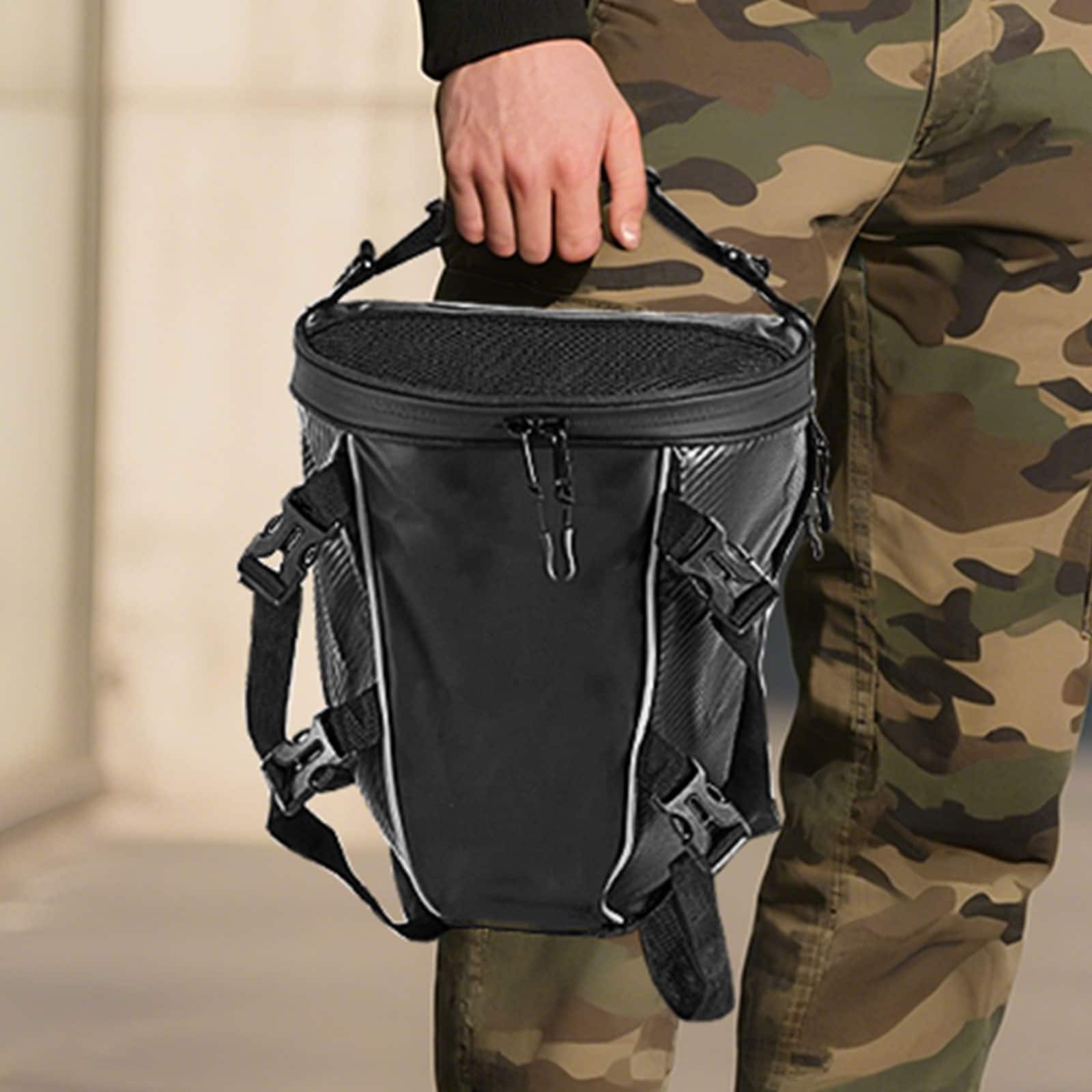 Motorcycle Tail Bag Waterproof Rear Seat Bag For Men Black_voghion.com